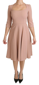Dolce & Gabbana Pink 3/4 Sleeves A-line Viscose Dress -   -  Dolce & Gabbana.